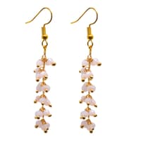Rose Quartz Color Beaded Dangle Drop Style Earrings  CE-1101 photo 1