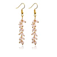 Rose Quartz Color Beaded Dangle Drop Style Earrings  CE-1101 photo 3