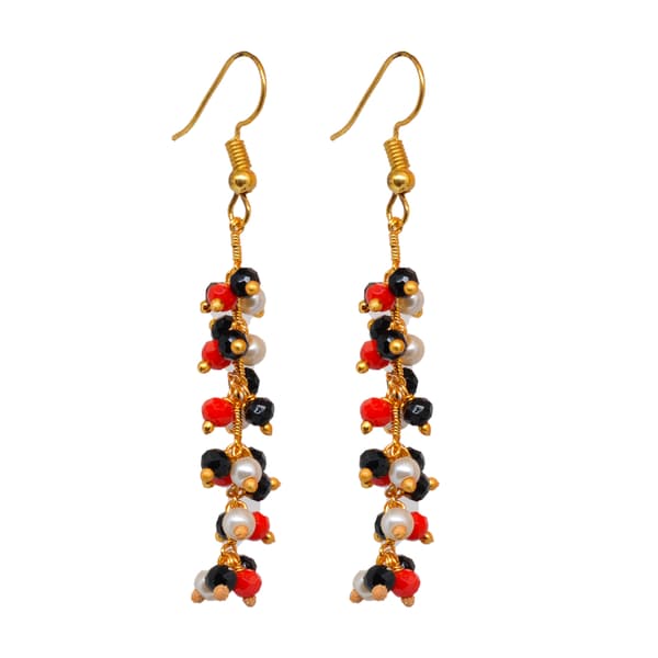 Red White & Black Zircon Beaded Dangle Drop Style Earrings CE-1103