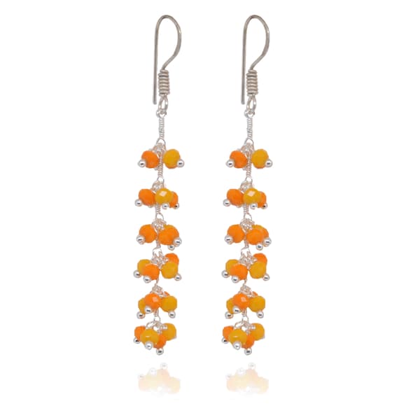 Yellow & Orange Color Zircon Beads Dangle Drop Style Earrings  CE-1106