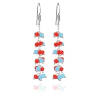 Red Jasper & Turquoise Zircon Beads Dangle Drop Style Earrings CE-1107 photo 2