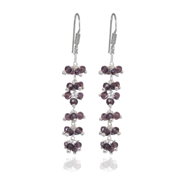 Amethyst Zircon Beads Dangle Drop Style Earrings CE-1108