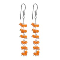 Orange Color Zircon Beads Dangle Drop Style Earrings CE-1109 photo 1