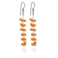 Orange Color Zircon Beads Dangle Drop Style Earrings CE-1109 photo 2