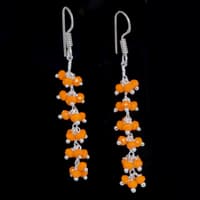 Orange Color Zircon Beads Dangle Drop Style Earrings CE-1109 photo 3