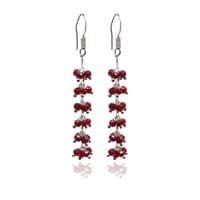 Red Garnet Zircon Beads Dangle Drop Style Earrings CE-1110 photo 1
