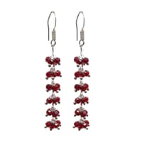 Red Garnet Zircon Beads Dangle Drop Style Earrings CE-1110 photo 2