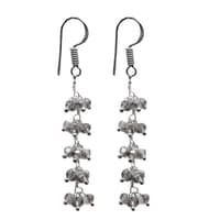 Black Rutile Zircon Beads Dangle Drop Style Earrings CE-1113 photo 1