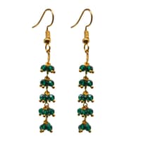 Emerald Green Zircon Beads Dangle Drop Style Earrings CE-1116 photo 1