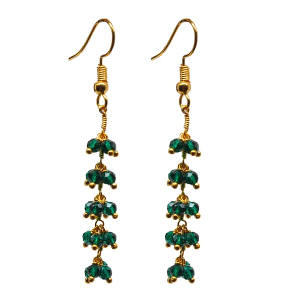 Emerald Green Zircon Beads Dangle Drop Style Earrings CE-1116