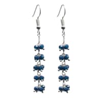 Metallic Blue Color Zircon Beads Dangle Style Earrings CE-1119 photo 1