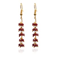 Red Garnet Zircon Beads Dangle Drop Style Earrings CE-1120 photo 2