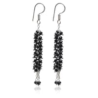 Black Spinel Zircon Beads Dangle Drop Style Earrings CE-1121 photo 2