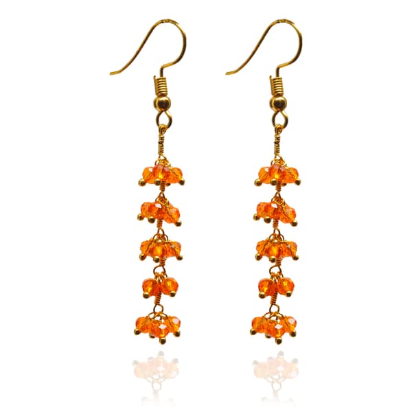 Mandarina Garnet Zircon Beads Dangle Style Earrings CE-1122