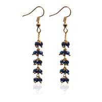 Blue Sapphire Zircon Beads Dangle Drop Style Earrings CE-1123 photo 2