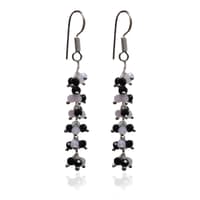Rose Quartz & Black Spinel Zircon Beads Dangle Drop Style Earrings  CE-1124 photo 1