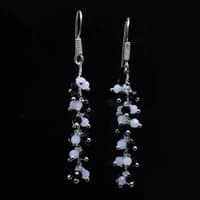 Rose Quartz & Black Spinel Zircon Beads Dangle Drop Style Earrings  CE-1124 photo 4