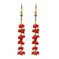 Red Jasper Zircon Beads Dangle Drop Style Earrings CE-1125 photo 1