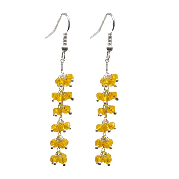 Yellow Sapphire Zircon Beads Dangle Style Earrings CE-1128