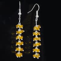 Yellow Sapphire Zircon Beads Dangle Style Earrings CE-1128 photo 3