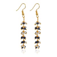 Pearl & Blue Sapphire Zircon Beads Dangle Style Earrings CE-1129 photo 2