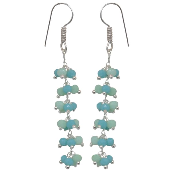 Turquoise & Chalcedony Zircon Beads Dangle Style Earrings CE-1130