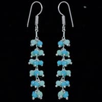 Turquoise & Chalcedony Zircon Beads Dangle Style Earrings CE-1130 photo 2