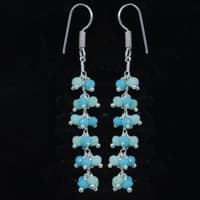 Turquoise & Chalcedony Zircon Beads Dangle Style Earrings CE-1130 photo 3
