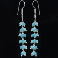 Turquoise & Chalcedony Zircon Beads Dangle Style Earrings CE-1130 photo 4