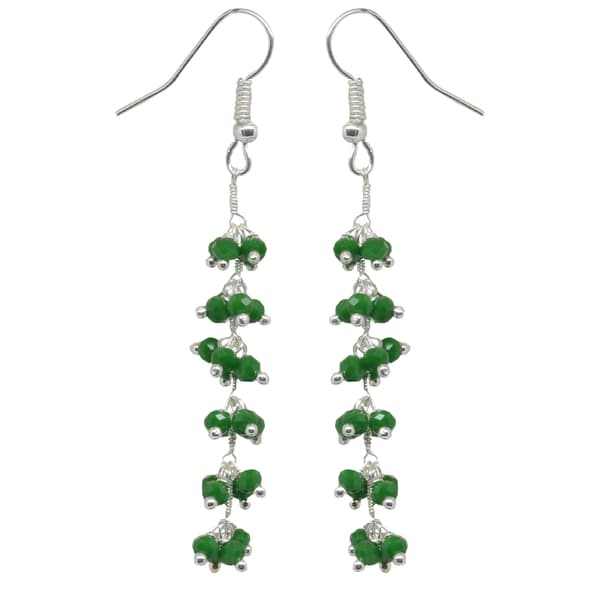 Emerald Green Zircon Beads Dangle Drop Style Earrings CE-1132