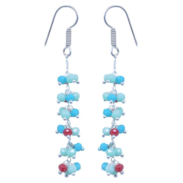 Multicolor Chalcedony Zircon Beads Dangle Drop Style Earrings CE-1134