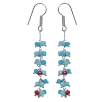 Multicolor Chalcedony Zircon Beads Dangle Drop Style Earrings CE-1134 photo 3