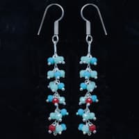 Multicolor Chalcedony Zircon Beads Dangle Drop Style Earrings CE-1134 photo 5