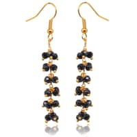 Black Spinel Zircon Beads Dangle Drop Style Earrings CE-1135 photo 1