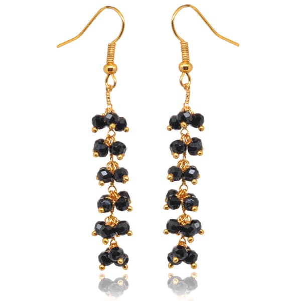 Black Spinel Zircon Beads Dangle Drop Style Earrings CE-1135