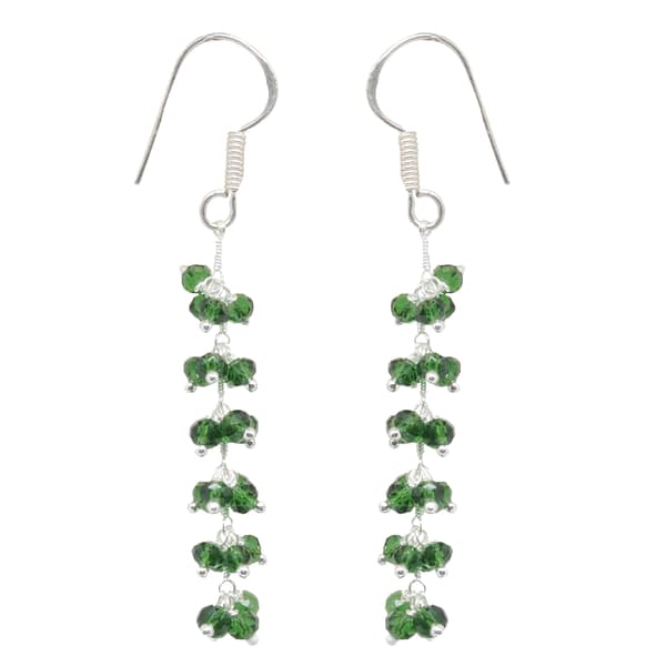 Green Tourmaline Zircon Beads Dangle Drop Style Earrings CE-1138