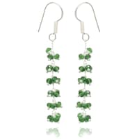 Green Tourmaline Zircon Beads Dangle Drop Style Earrings CE-1138 photo 2