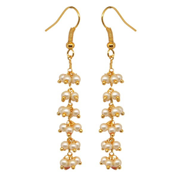 Golden Pearl Beaded Earrings In Yellow Gold Plating CE-1139