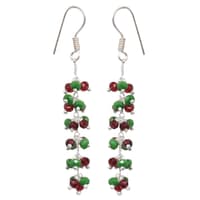 Ruby & Emerald Color Zircon Beads Dangle Drop Style Earrings CE-1141 photo 1