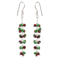 Ruby & Emerald Color Zircon Beads Dangle Drop Style Earrings CE-1141 photo 2