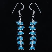 Swiss Blue Topaz Zircon Beads Dangle Drop Style Earrings CE-1143 photo 2