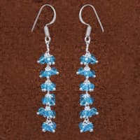 Swiss Blue Topaz Zircon Beads Dangle Drop Style Earrings CE-1143 photo 3