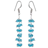 Swiss Blue Topaz Zircon Beads Dangle Drop Style Earrings CE-1143 photo 4