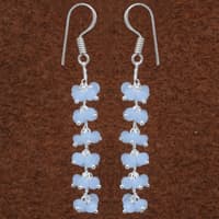 Blue Chalcedony Zircon Beads Dangle Style Earrings CE-1144 photo 1
