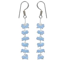 Blue Chalcedony Zircon Beads Dangle Style Earrings CE-1144 photo 2
