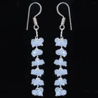 Blue Chalcedony Zircon Beads Dangle Style Earrings CE-1144 photo 3