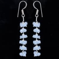 Blue Chalcedony Zircon Beads Dangle Style Earrings CE-1144 photo 4