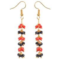 Red Jasper & Black Onyx Zircon Beads Dangle Style Earrings CE-1145 photo 1