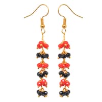 Red Jasper & Black Onyx Zircon Beads Dangle Style Earrings CE-1145 photo 3