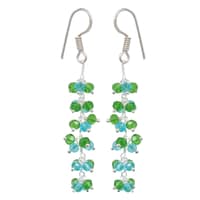 Peridot & Blue Topaz Zircon Beads Dangle Drop Style Earrings CE-1146 photo 1